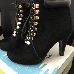 Black Laced Heeled Booties
